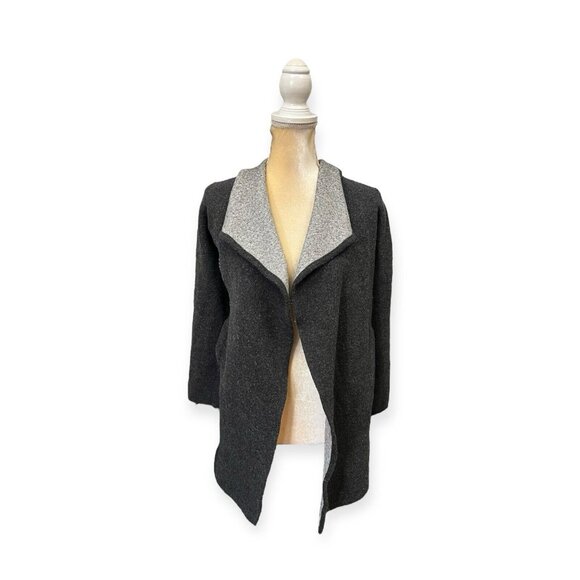 Eileen Fisher Gray Open Front Cardgian Size S Small Wool Cashmere - Picture 1 of 9